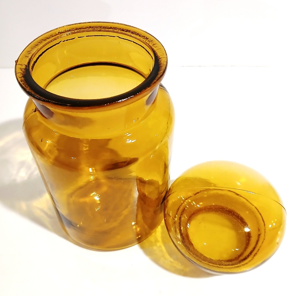 Vintage Amber Glass Apothecary Jar - Picture 4 of 6